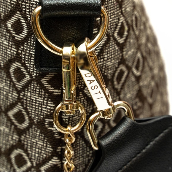 DASTI Jacquard Tote & Wallet Set – Brown Monogram Crossbody Bag Medium - Picture 7 of 14